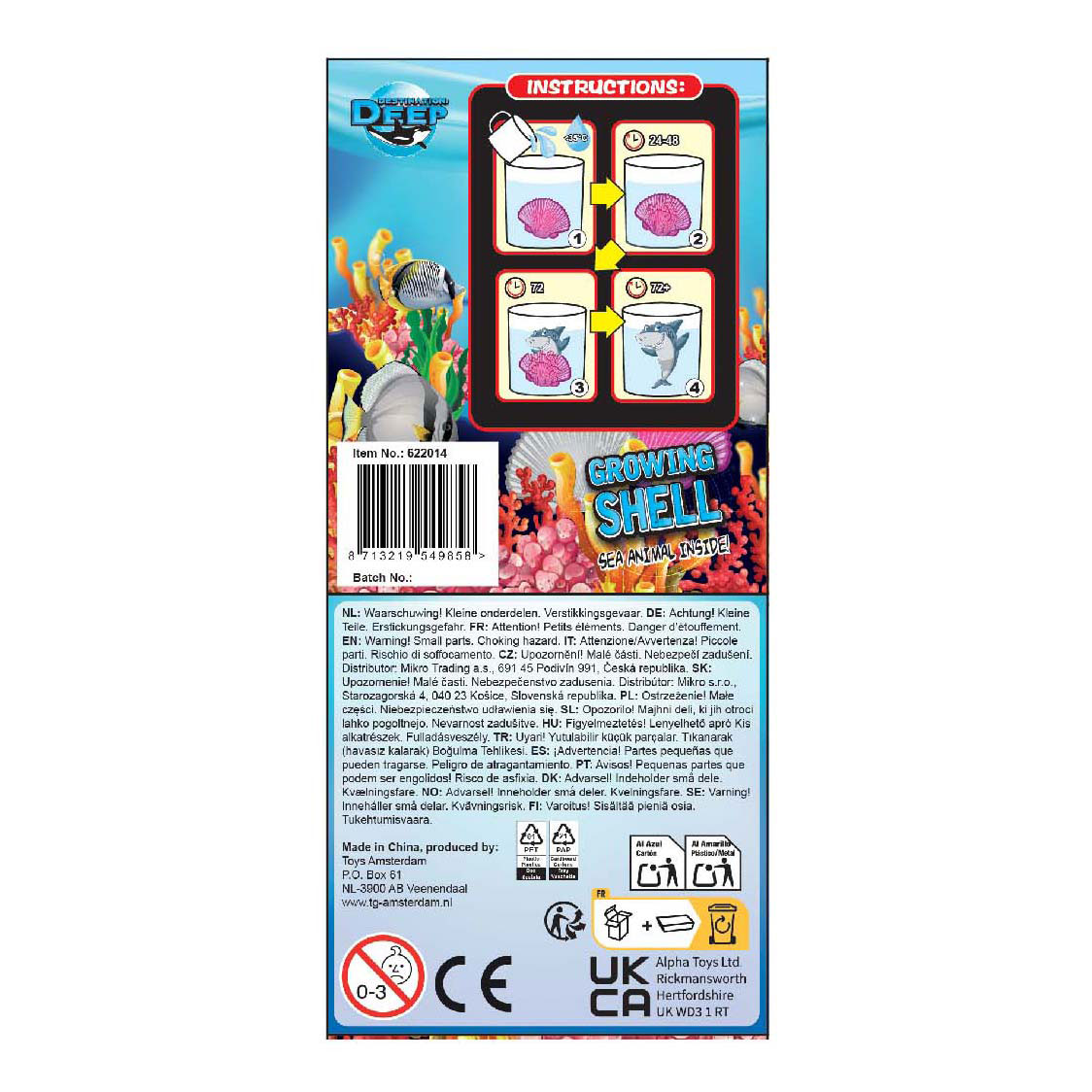 Coquillage Destination Deep avec créatures marines en pleine croissance - 6 cm