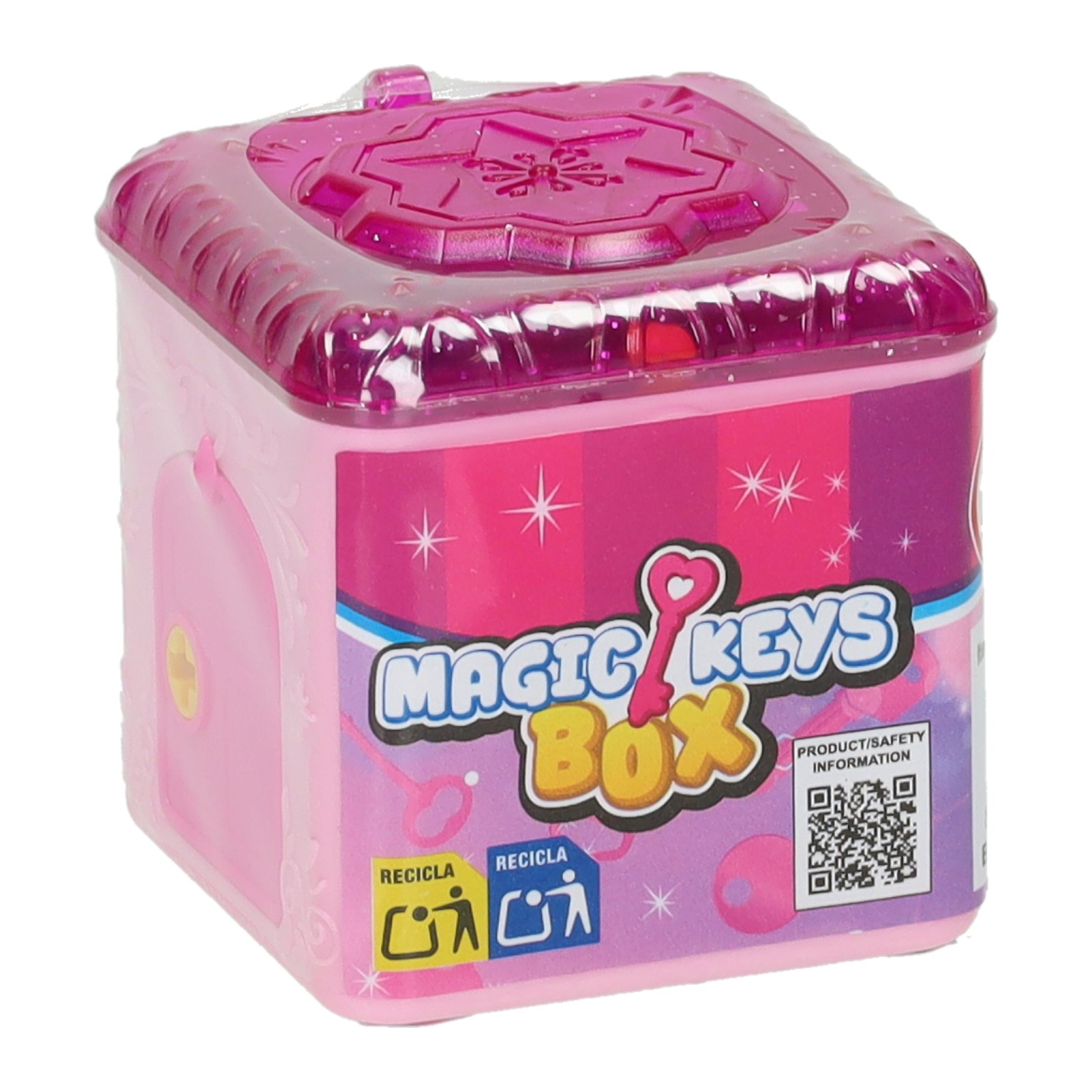 Boîte surprise rose contenant 5 clés - 5 x 5 x 5 cm