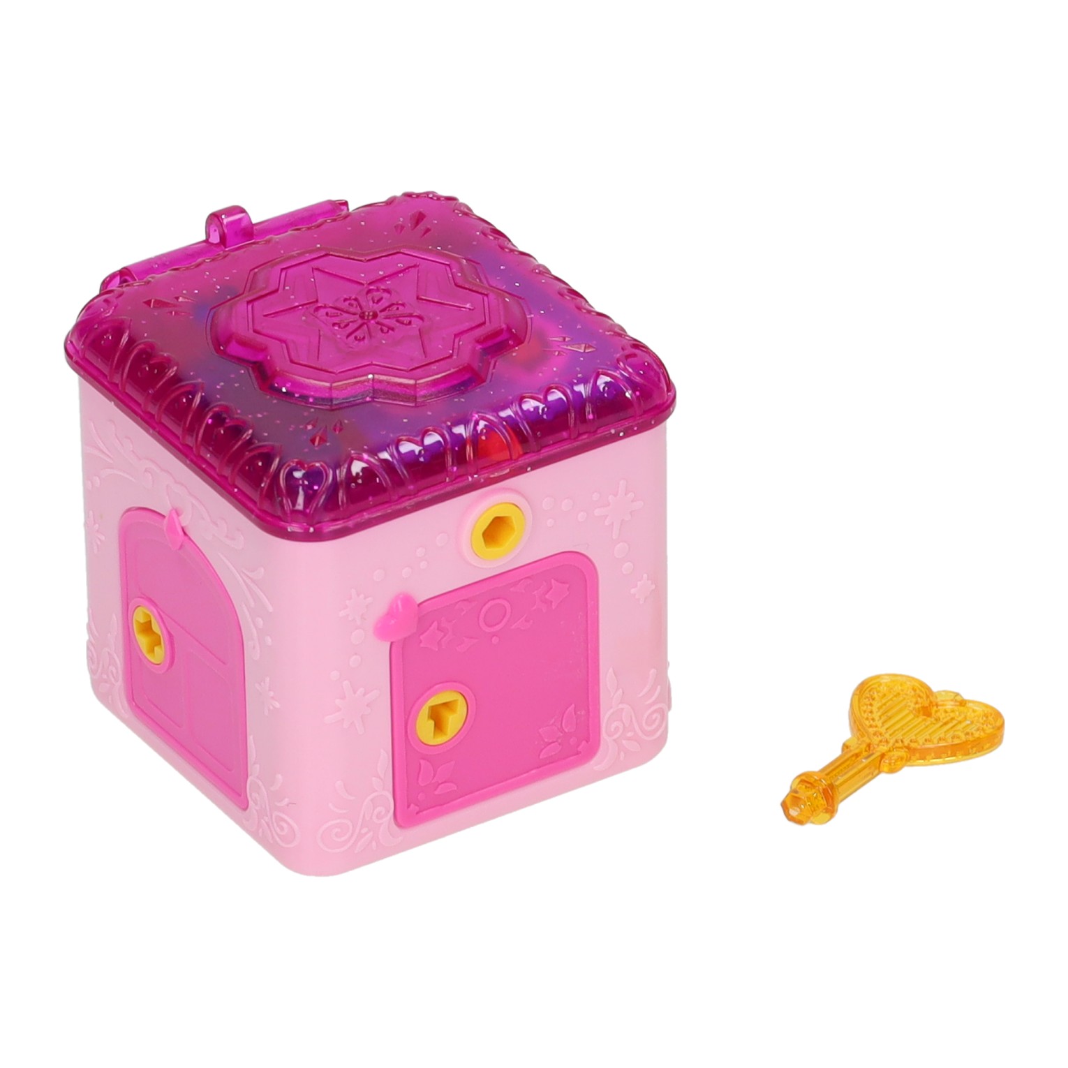 Boîte surprise rose contenant 5 clés - 5 x 5 x 5 cm