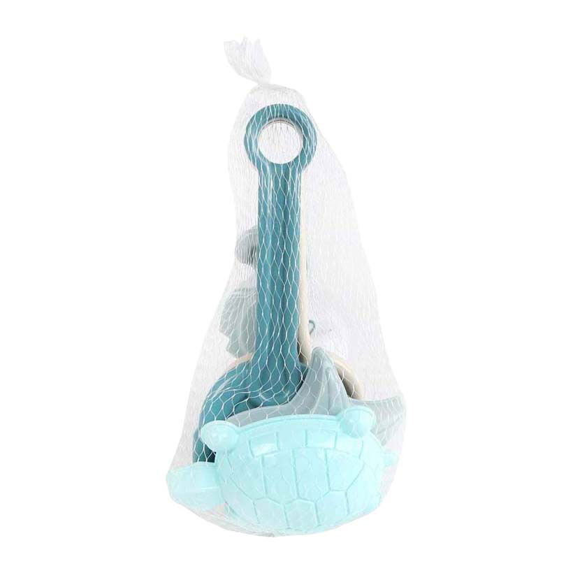 kleiner Spaten mit Rechen und 3 pastellfarbenen Sandformen Junge