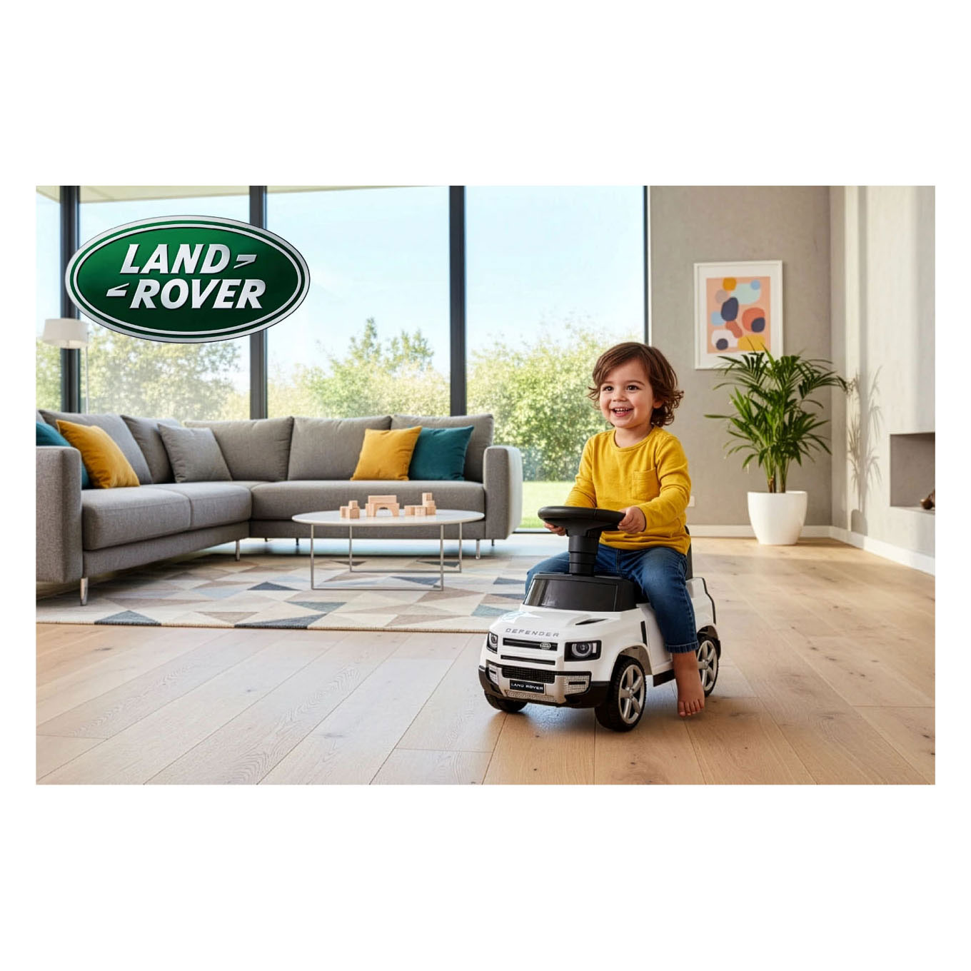 Land Rover Loopauto Wit met Geluid - 67 cm