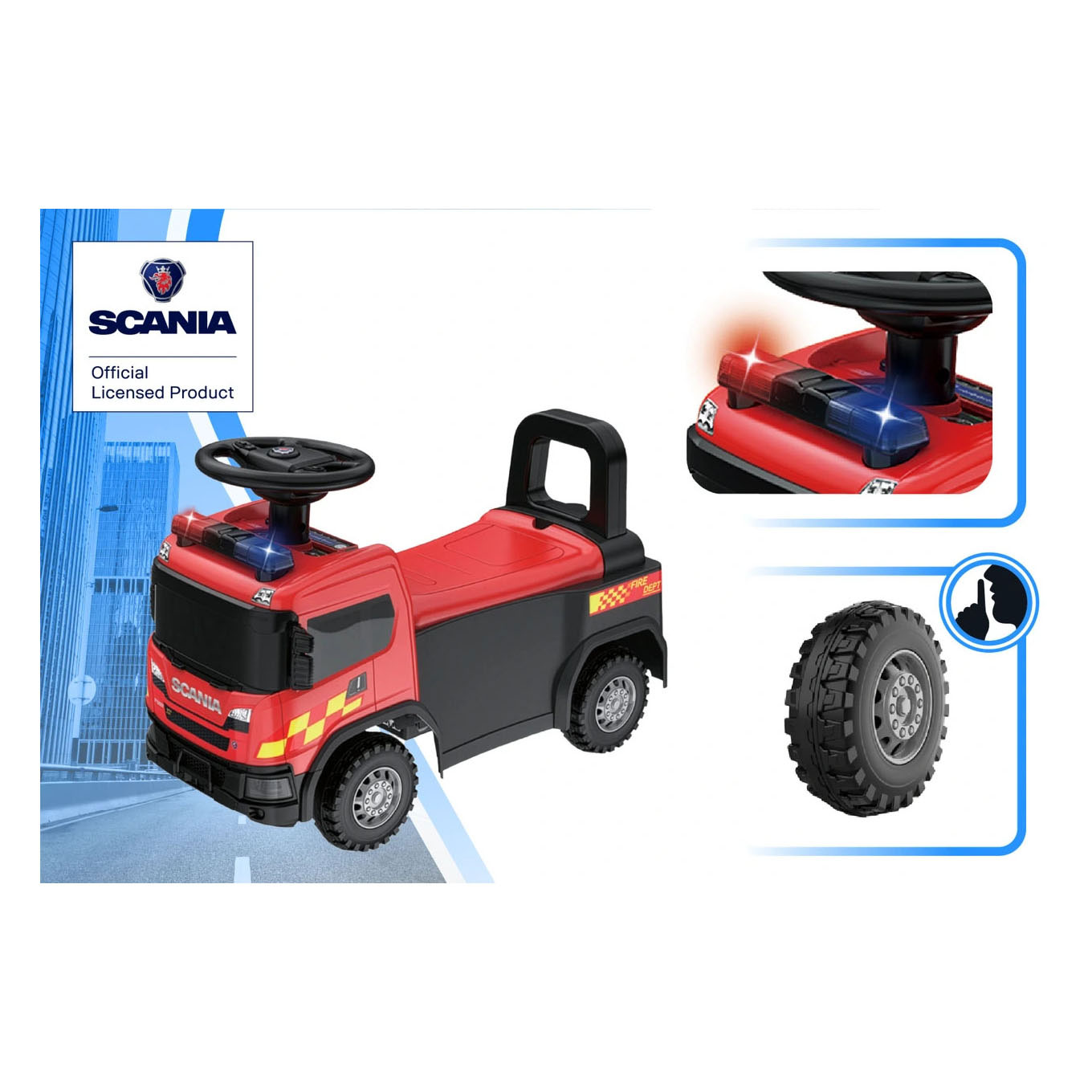 Scania Brandweer Loopauto met Geluid - 60,5 cm