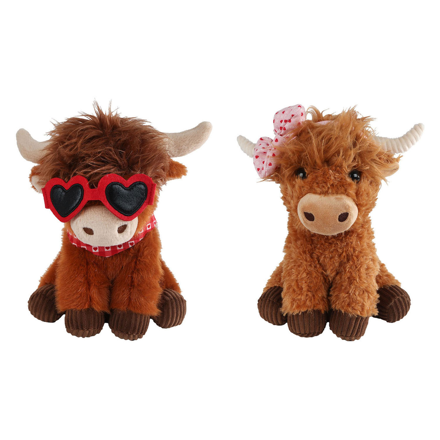 Take Me Home Highland Koe Knuffel met Accessoires, 28 cm, 2 assorti