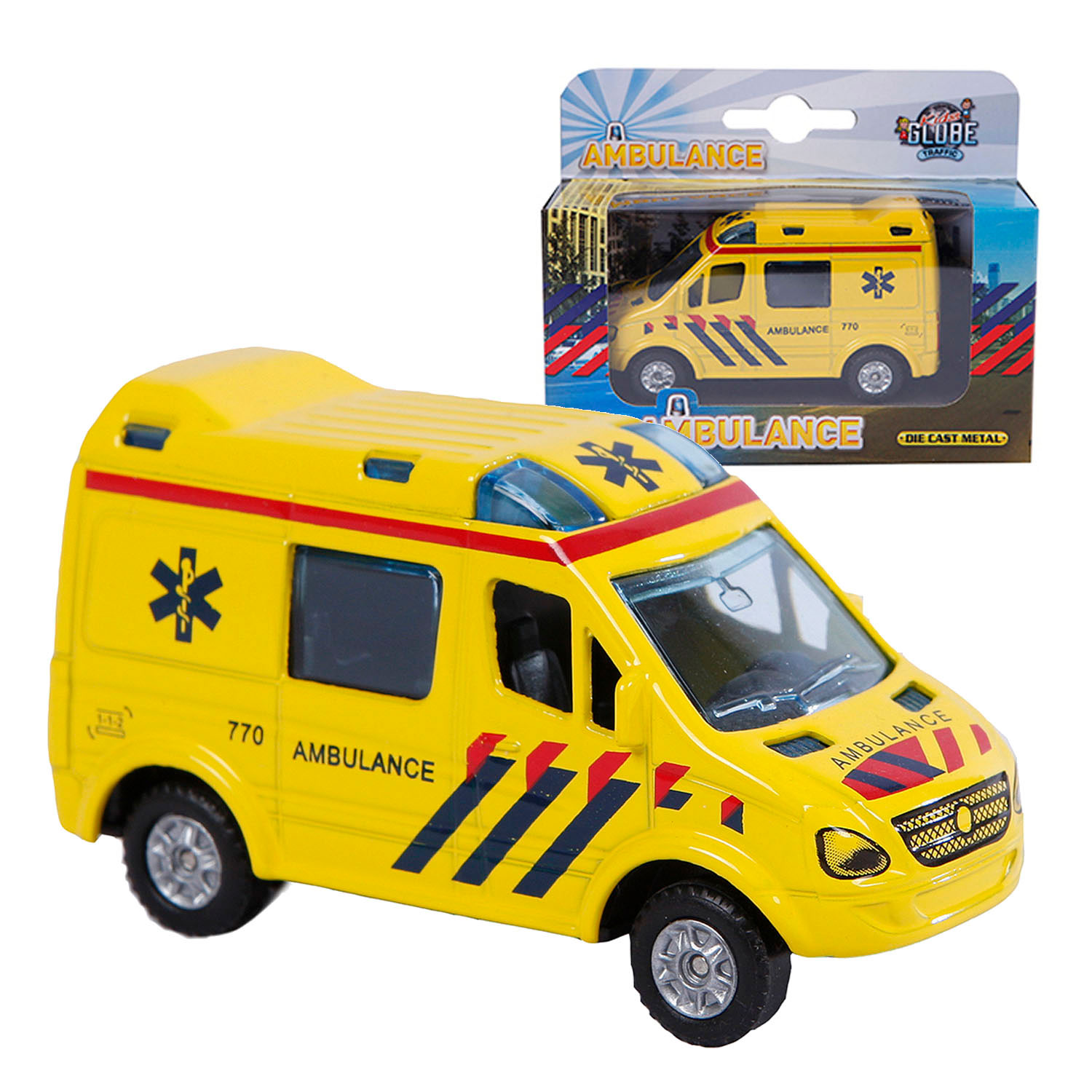 Kids Globe Ambulance NL moulé sous pression, 8 cm
