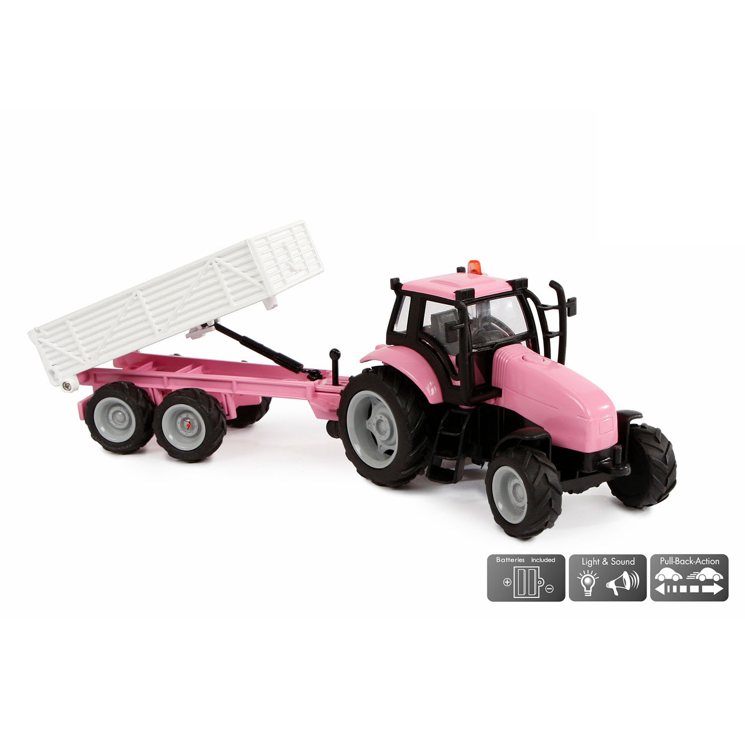 Kids Globe Tracteur moulé sous pression avec remorque - Rose