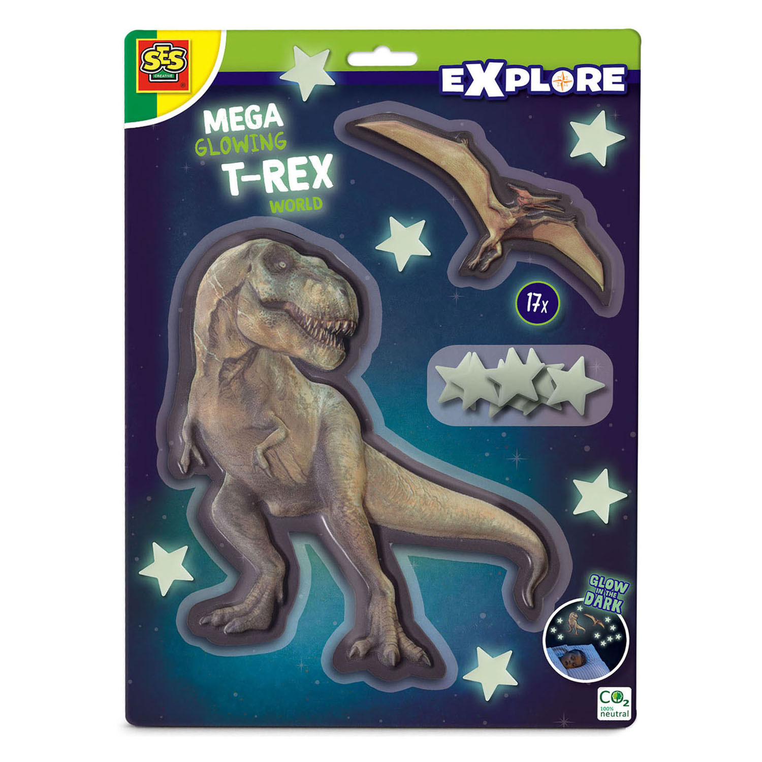 SES Mega Glowing T-Rex World Wandaufkleber