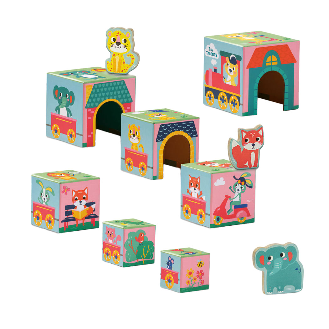 verkoopplan Wieg Recensent SES Tiny Talents Stapelblokken Toren met Dieren ... | Lobbes Speelgoed