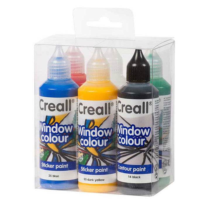 Creall Fensterfarben-Set, 6 x 80 ml