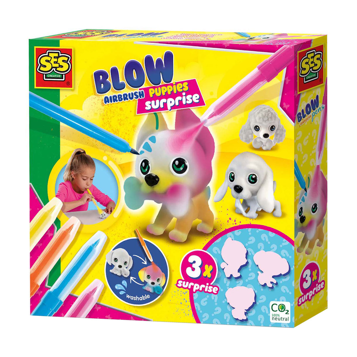 SES Blow Airbrush Pens - Puppy's Surprise, 3st.