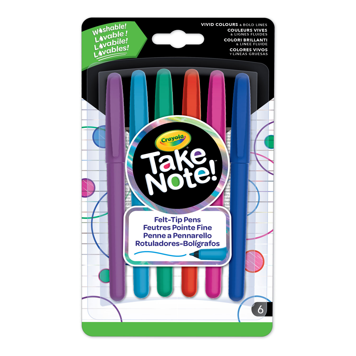 Crayola Take Note Afwasbare Viltstiften, 6st.