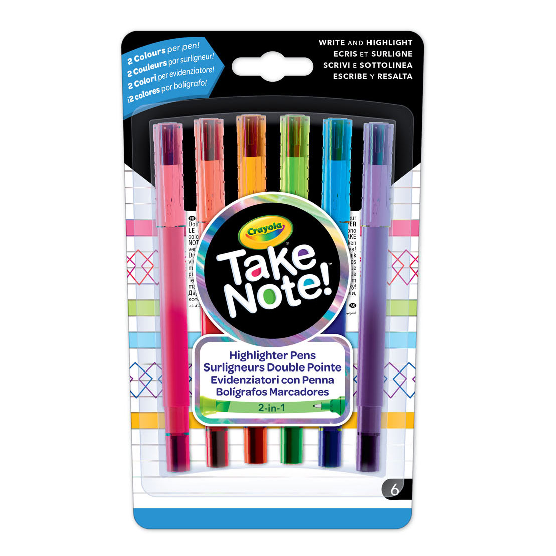 Crayola Take Note Markeerstiften met Fijnschrijver, 6st.