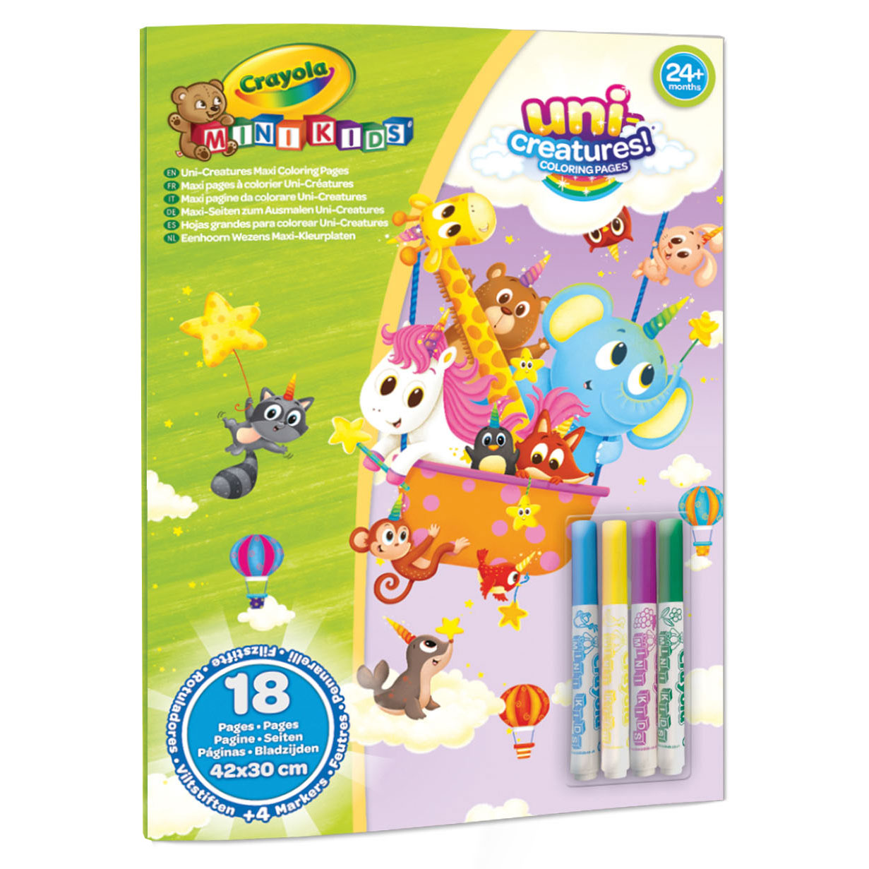 Crayola Mini Kids 18 A3 kleurplaten inclusief 4 afwasbare viltstiften