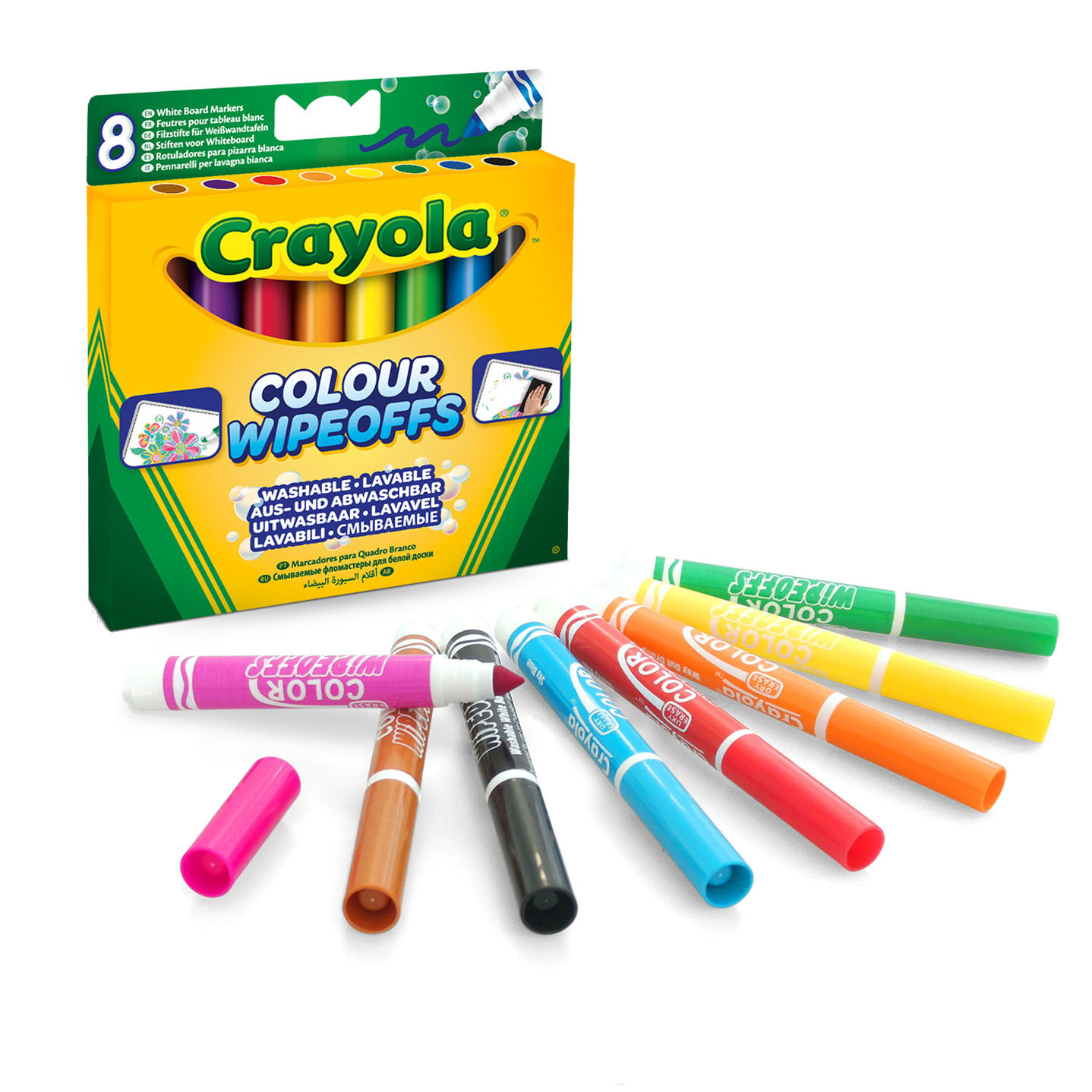 Marqueurs pour tableau blanc Crayola Color WipeOff, 8 pièces.
