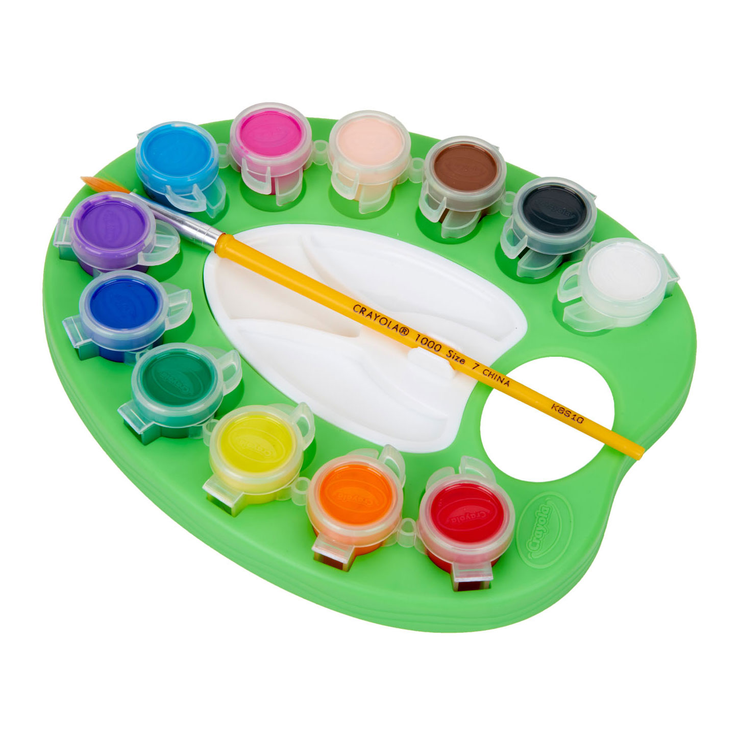 Crayola - Afwasbare Verfpalet met Penseel, 12 Verschillende Felle Kleuren, Creatieve Activiteit voor Kinderen