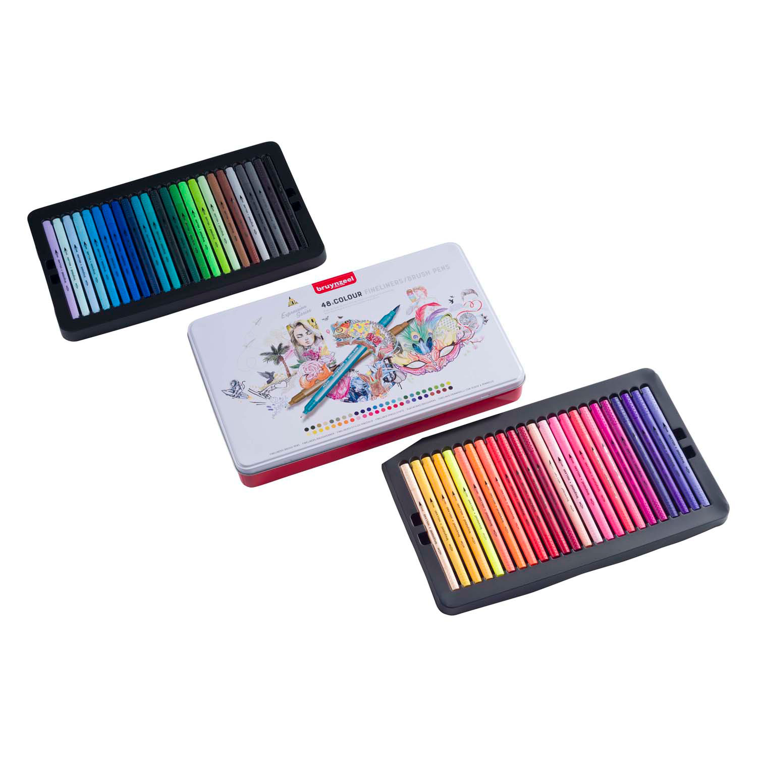 Bruynzeel Creatives Fineliner Brushpen Set 48 Kleuren