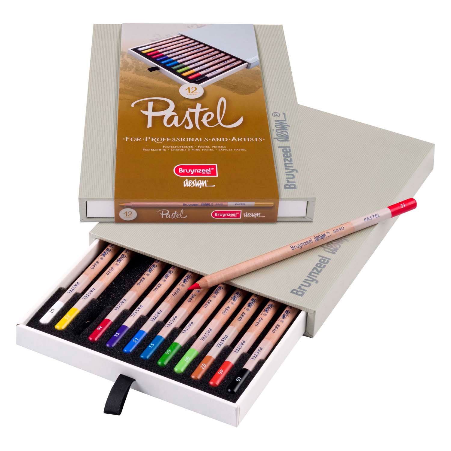 Bruynzeel Design Pastelpotlood Box, 12 Kleuren