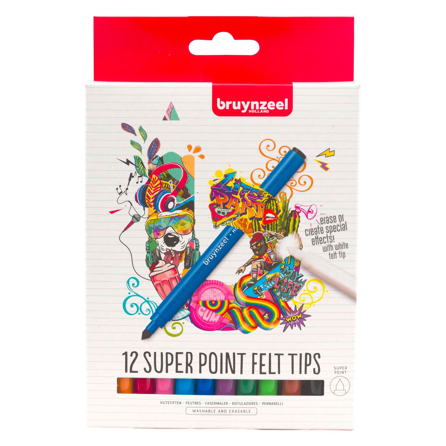 Bruynzeel Super Point Viltstiftenset, 12 Kleuren