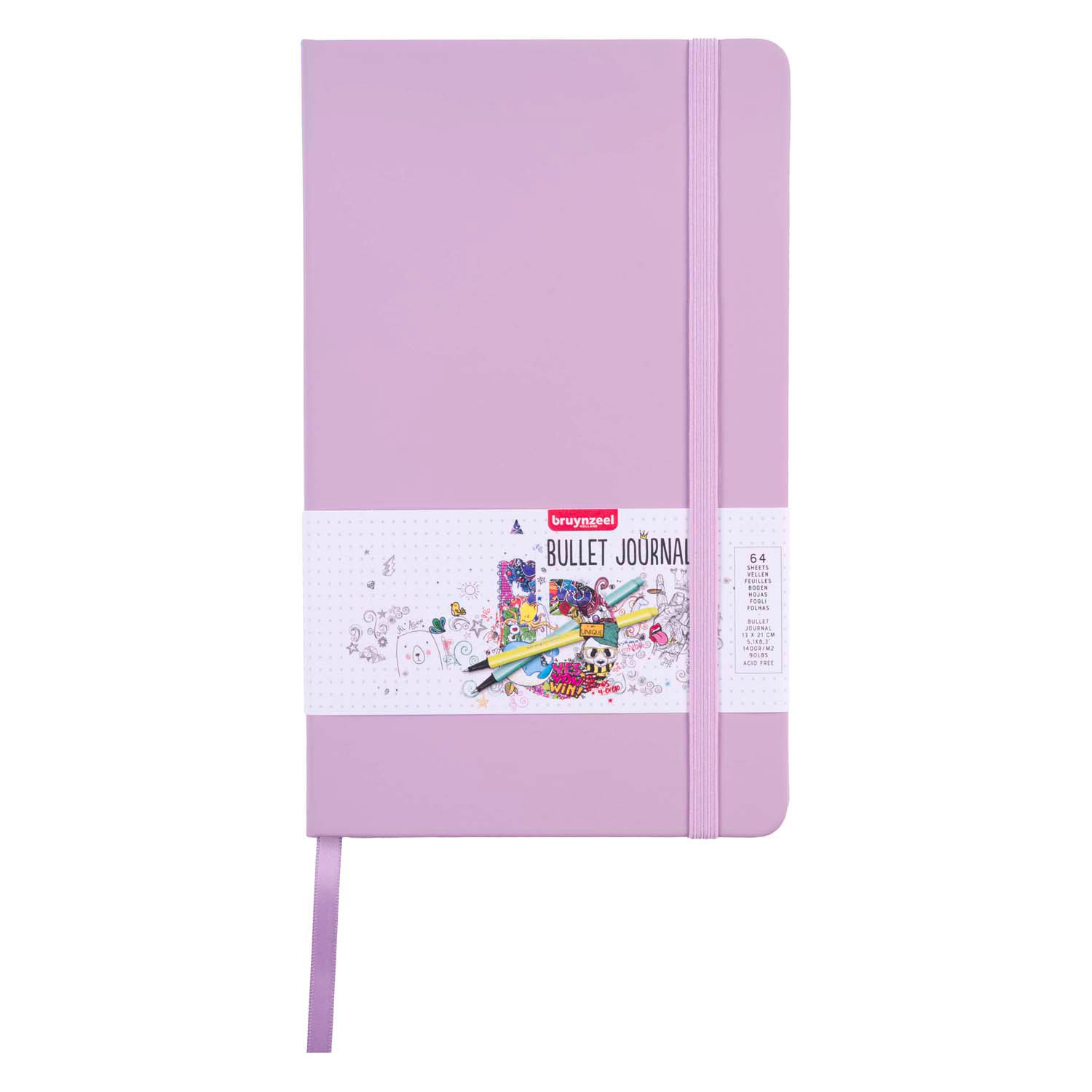 Bruynzeel Bullet Journal Lila, 13x21cm, 140 G/M 64 Vellen