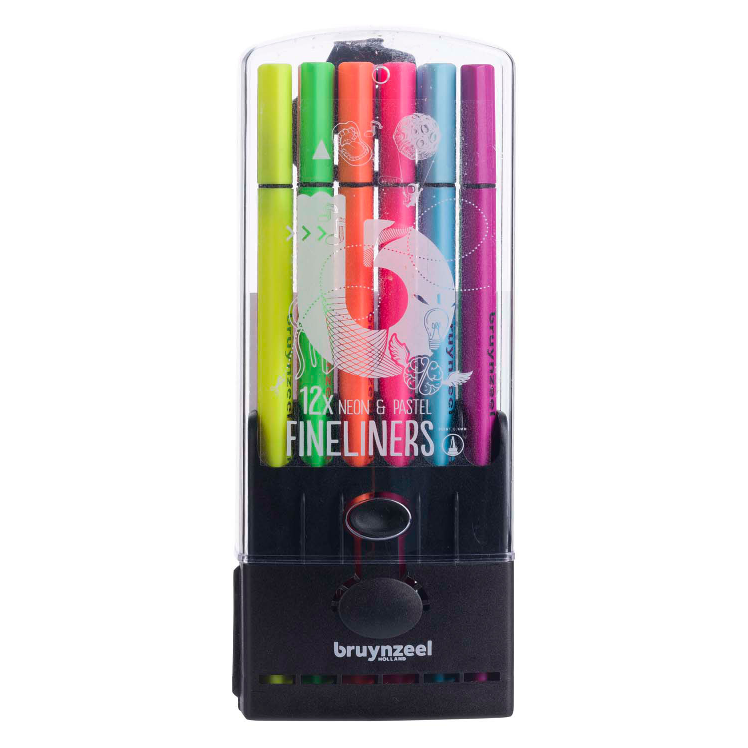 Bruynzeel Fineliner Set Neon & Pastel, 12 Kleuren