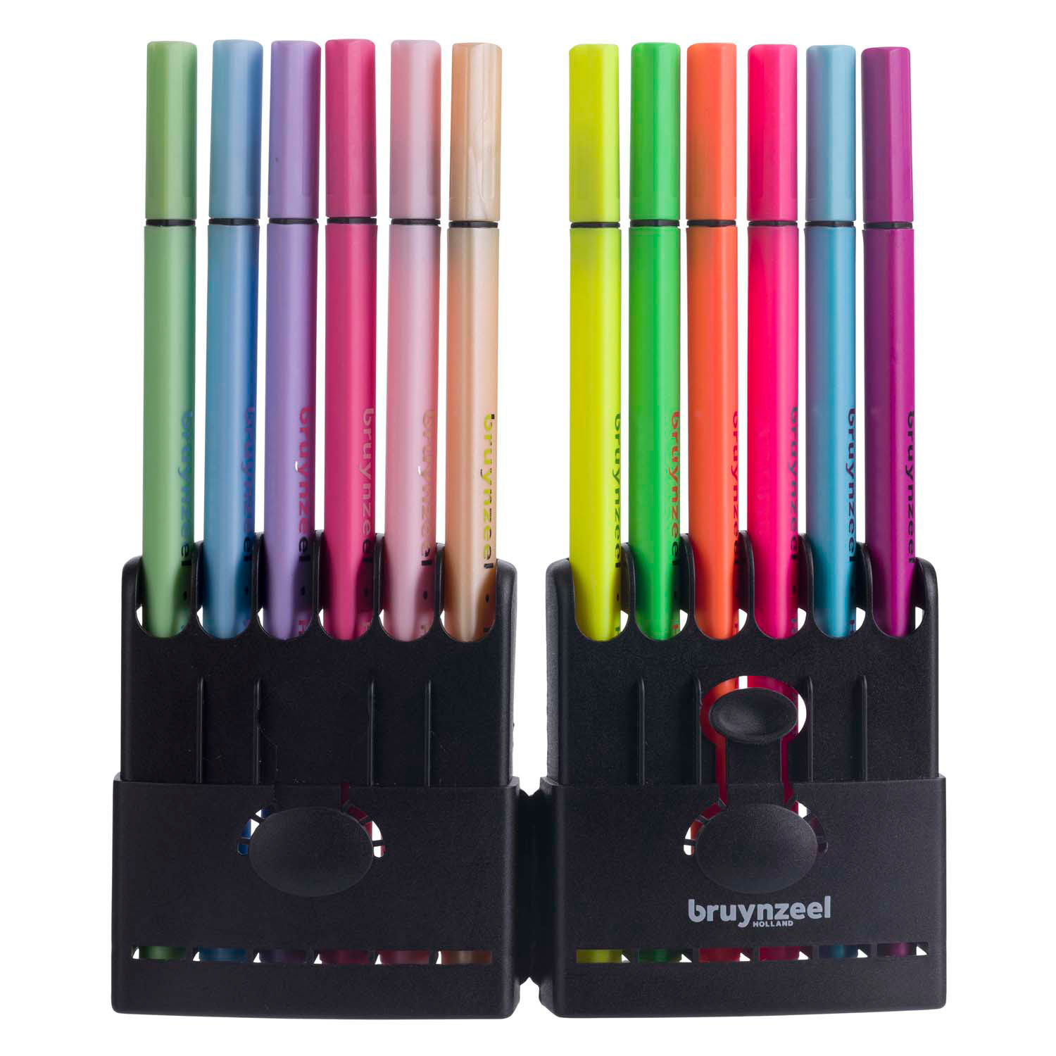 Bruynzeel Fineliner Set Neon & Pastel, 12 Kleuren