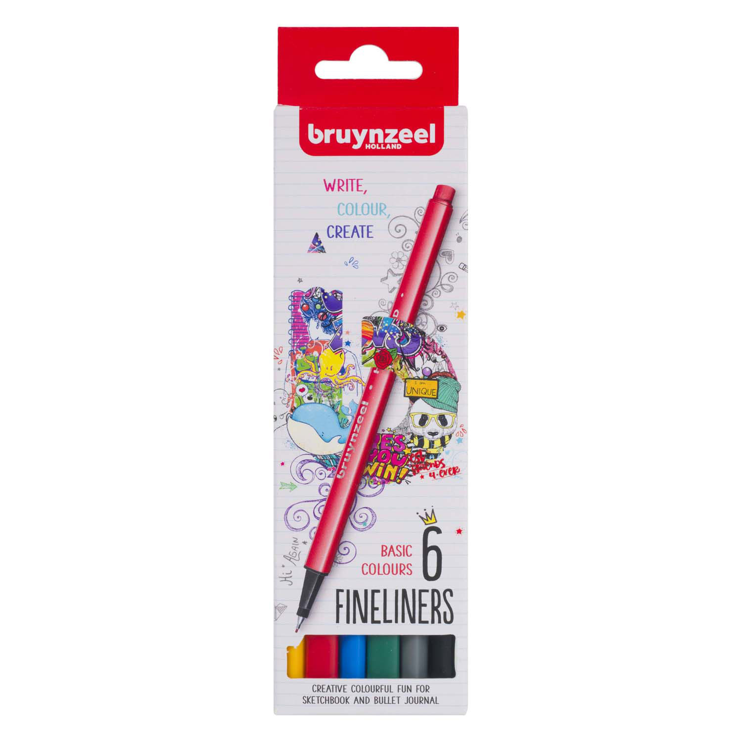 Bruynzeel Fineliner Set Basis 6 Kleuren