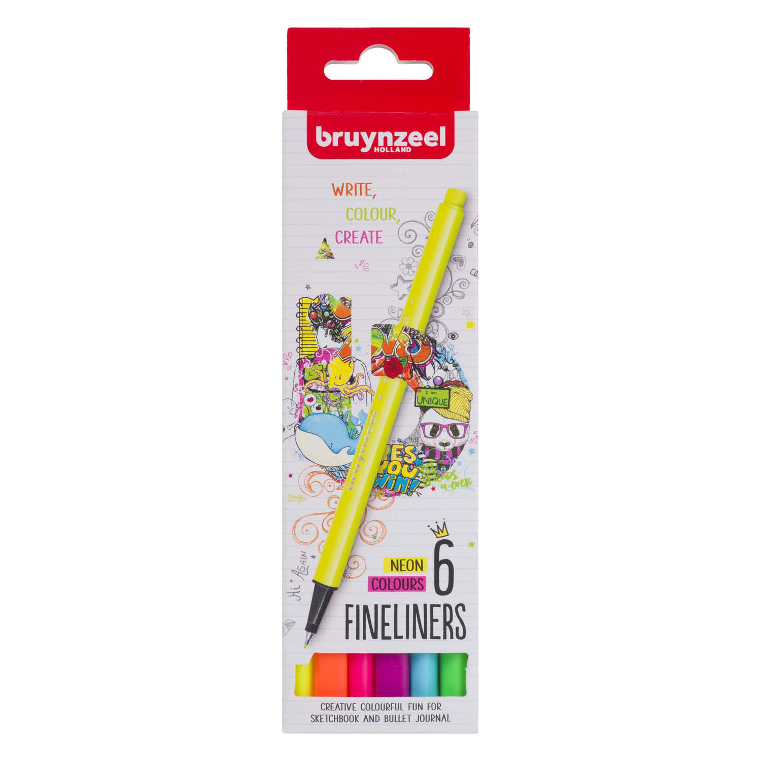 Bruynzeel Fineliner Set Neon 6 Kleuren