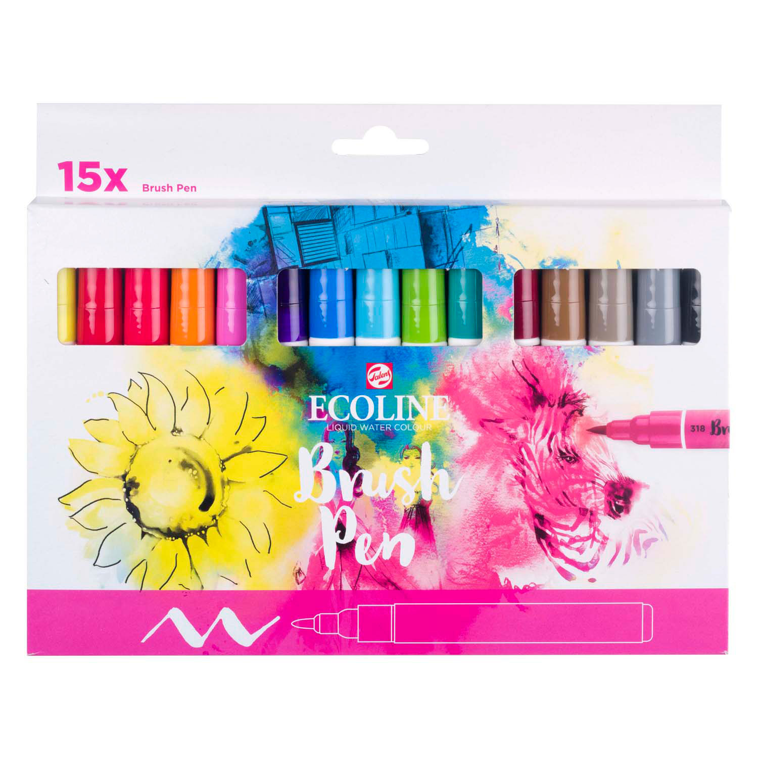 Ecoline Brush Pen Set, 15 Kleuren