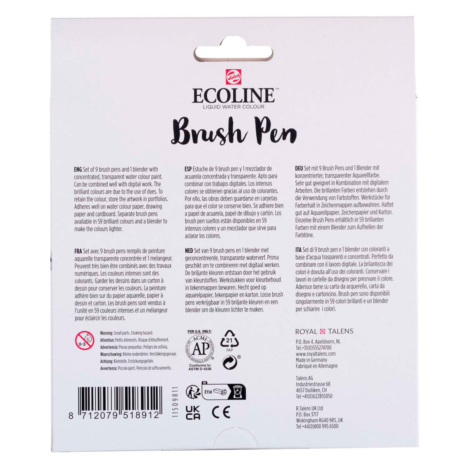 Ecoline Brush Pen Set Pastel, 10 Kleuren