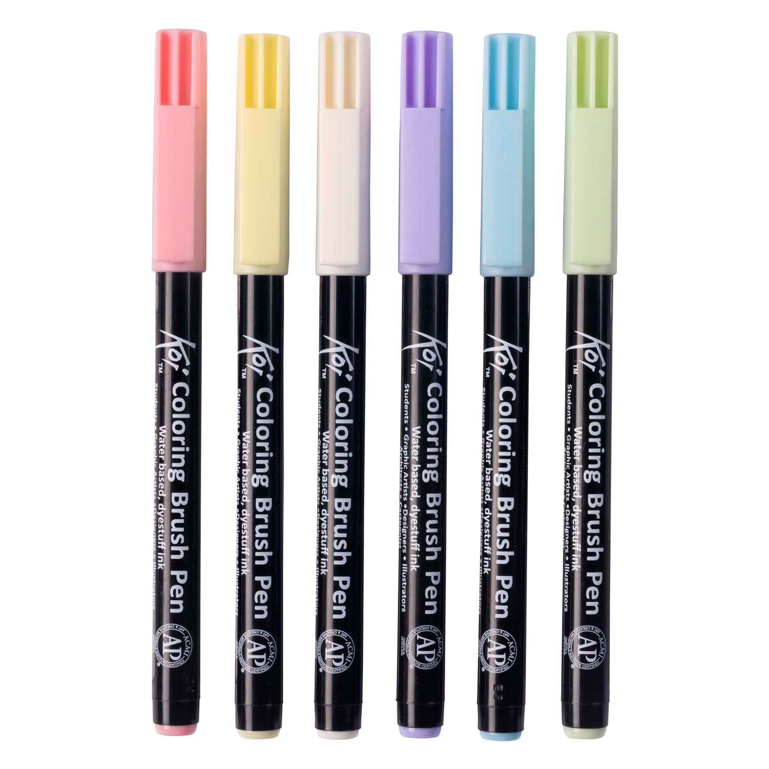 Sakura Koi Colouring Brush Pen Set Pastel, 6 Kleuren