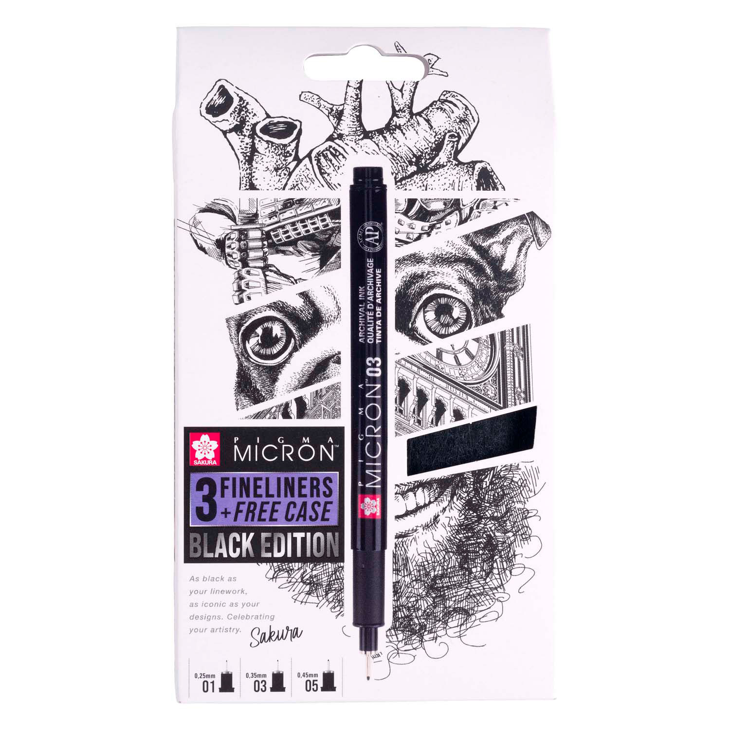 Sakura Pigma Micron Black Edition Set En Gratis Etui, 3St