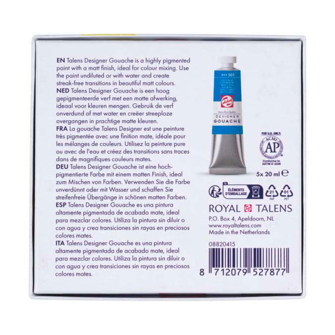 Talens Gouache Extra Fijn Mengset, 5x20ml Tubes