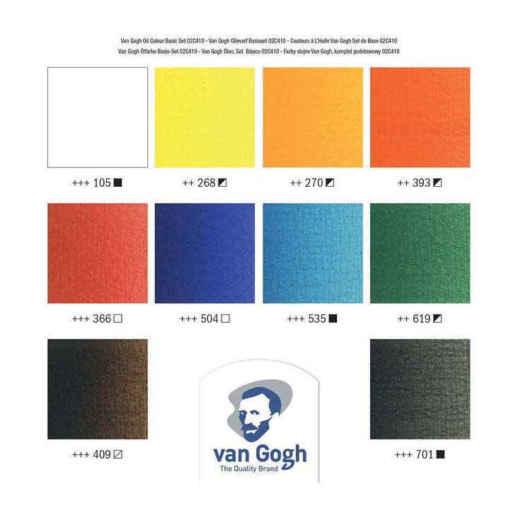 Van Gogh Olieverf Basisset met 10 Kleuren In Tubes Van 20ml