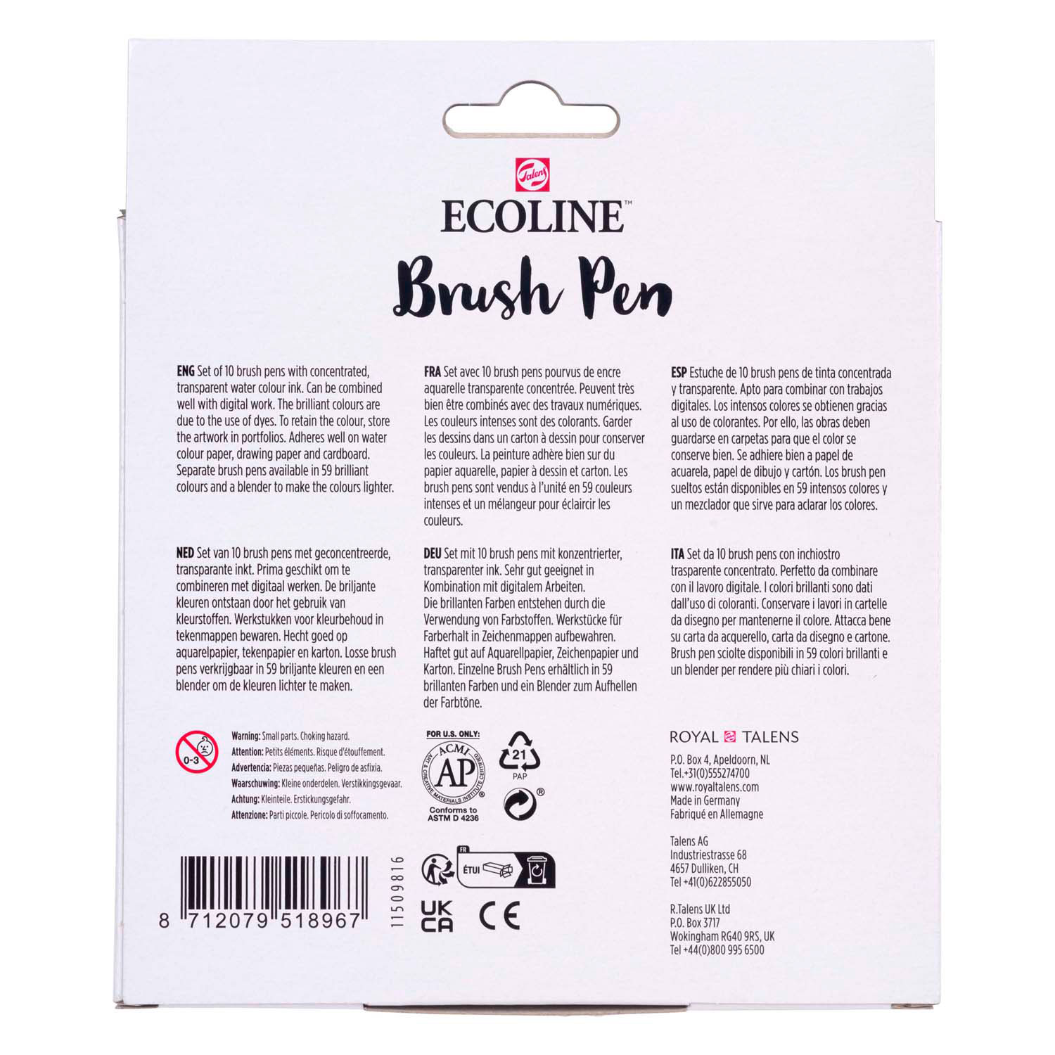 Ecoline Brush Pen set Portret, 10 Kleuren
