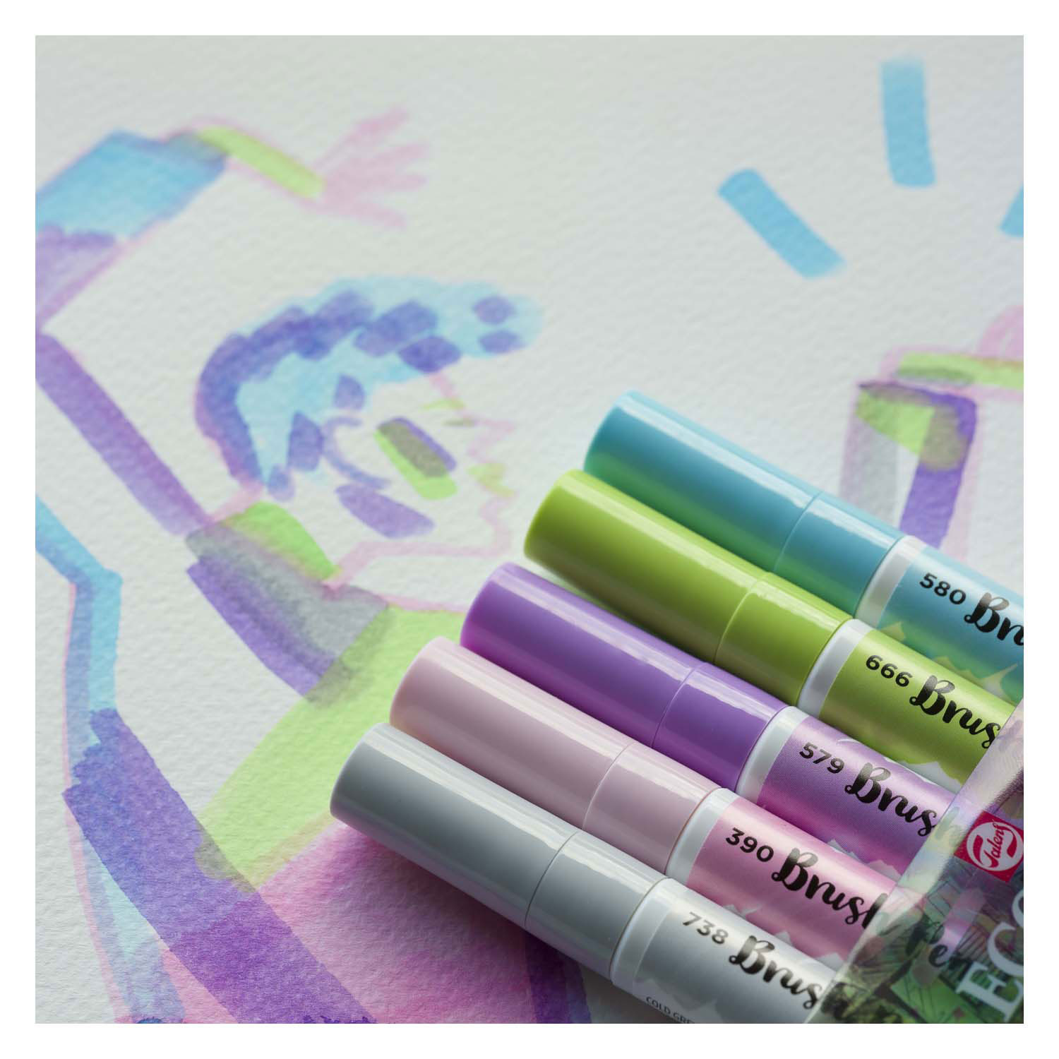Ecoline Brush Pen set Pastel, 5 Kleuren