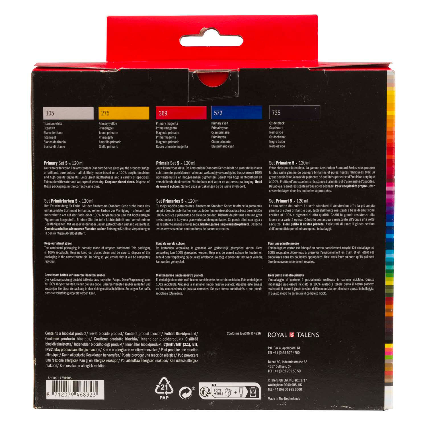Amsterdam Standard Series Acrylverf Primaire Set 120ml, 5dlg.