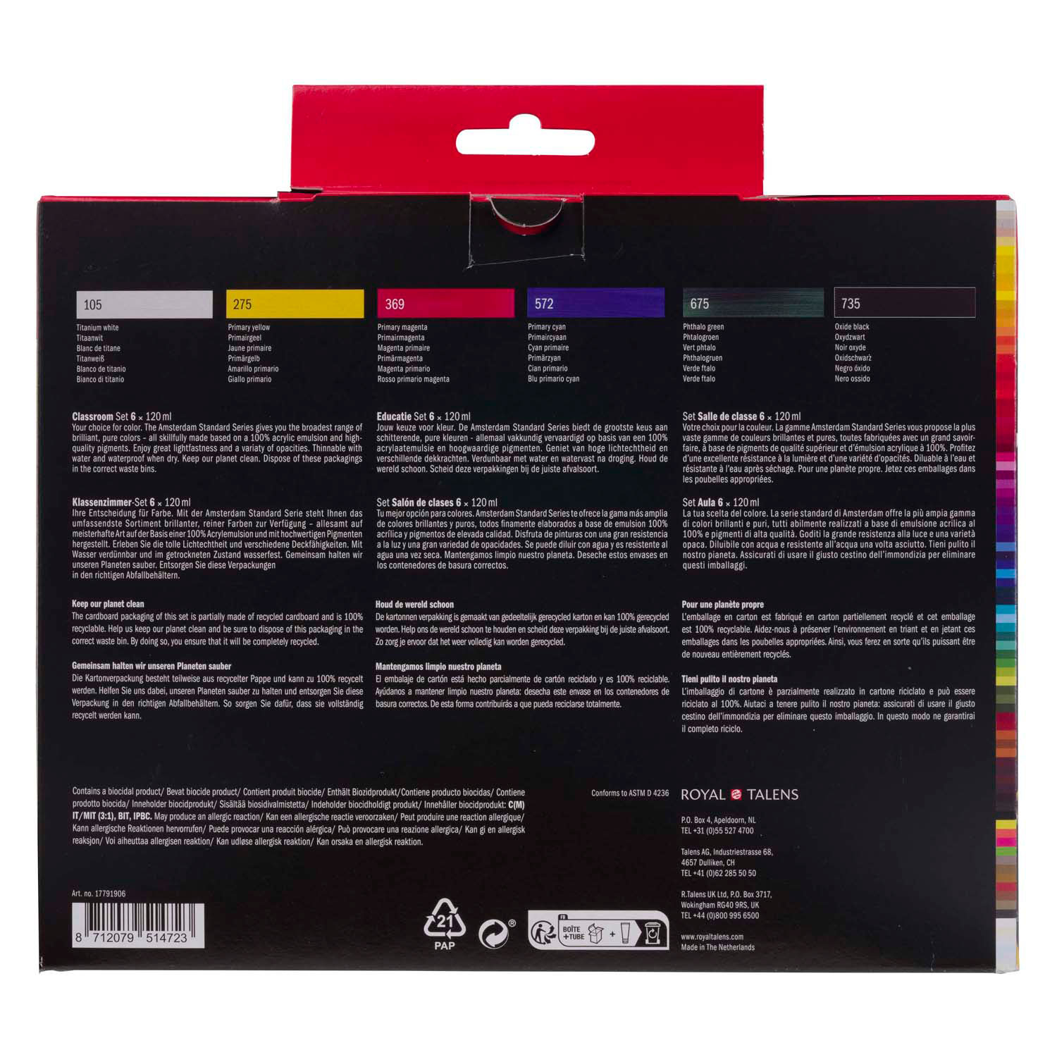 Amsterdam Standard Series Acrylverf Educatie Set 120ml, 6dlg.