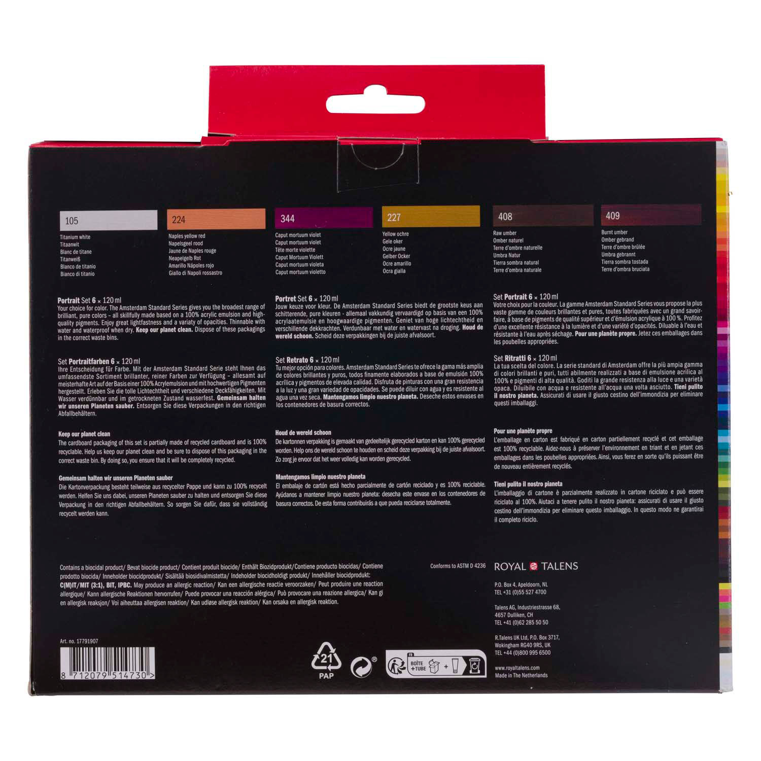 Amsterdam Standard Series Acrylverf Portret Set 120ml, 6dlg.