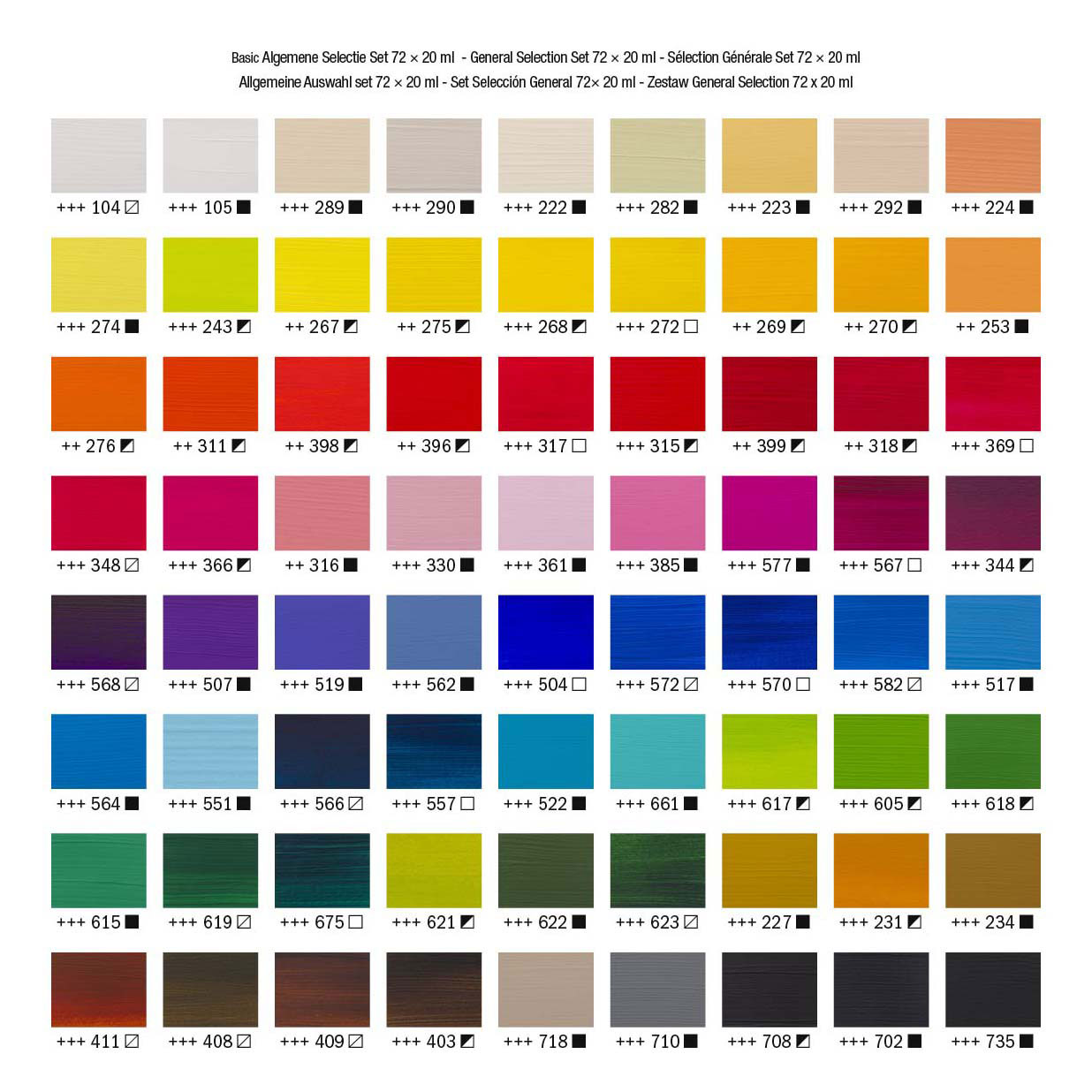 Amsterdam Standard Series Acrylverf Algemene Selectie Set 20ml, 72dlg.