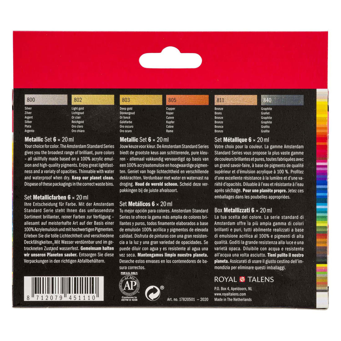 Amsterdam Standard Series Acrylverf Metallic Set 20ml, 6dlg.