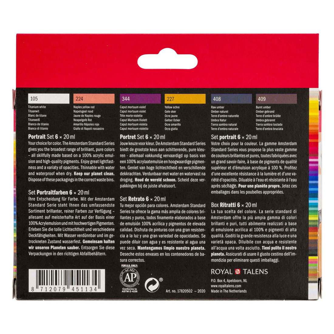 Amsterdam Standard Series Acrylverf Portret Set 20ml, 6dlg.