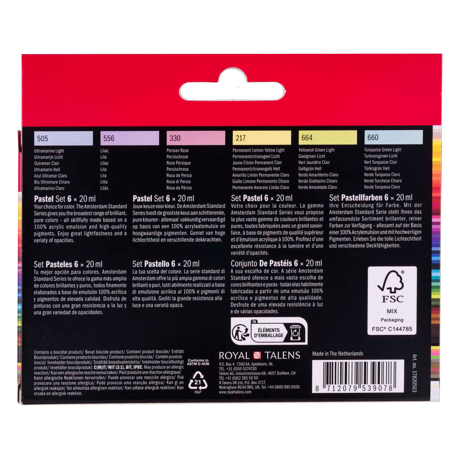 Amsterdam Standard Series Acrylverf Pastel Set 20ml, 6dlg.