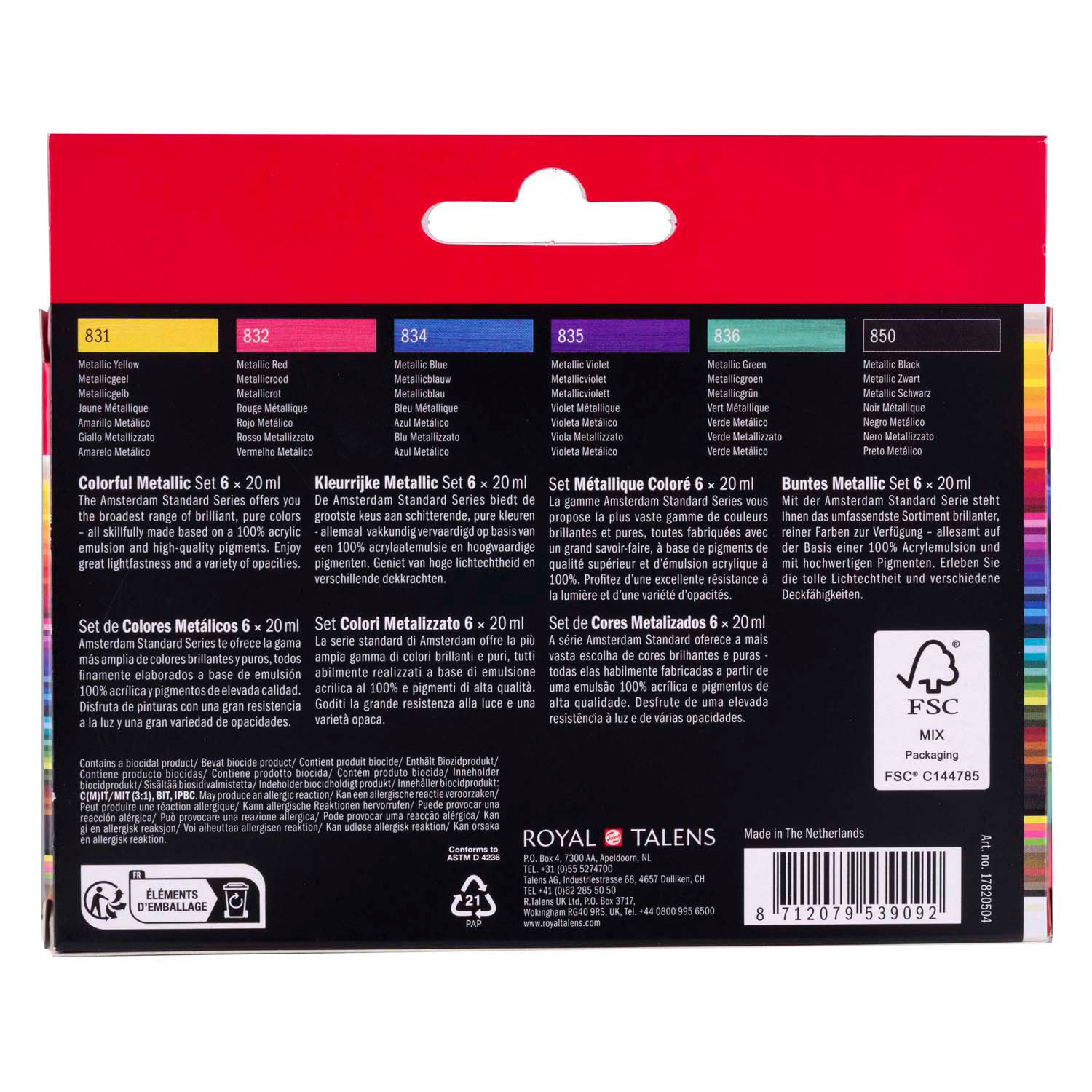 Amsterdam Standard Series Acrylverf Kleurrijke Metallic Set 20ml, 6dlg.