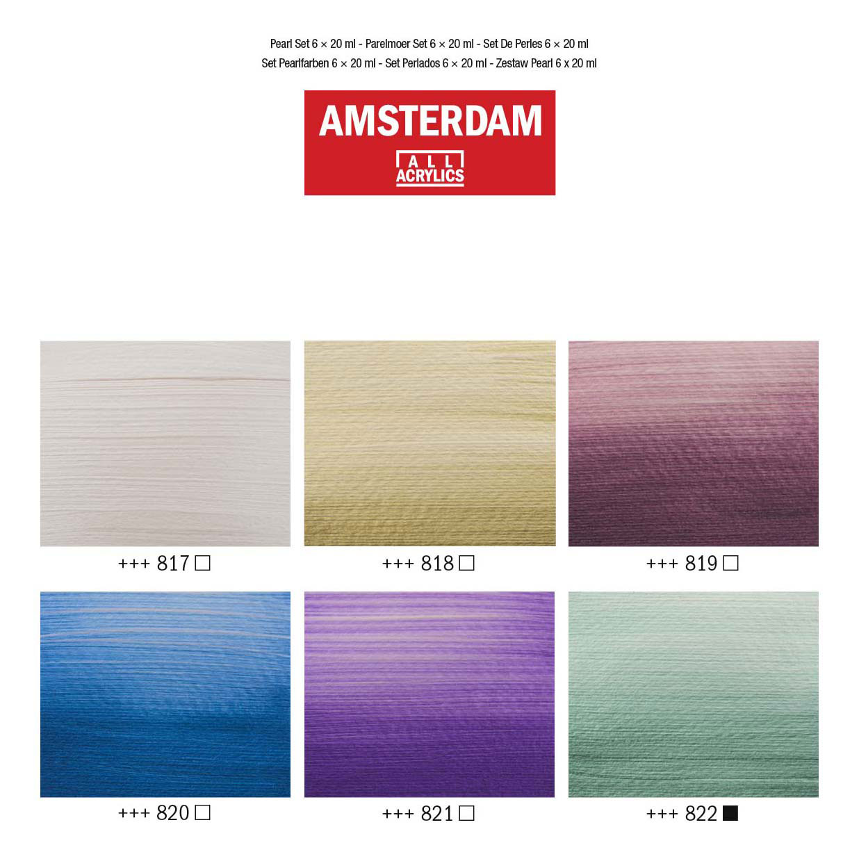 Amsterdam Standard Series Acrylverf Parelmoer Set 20ml, 6dlg.