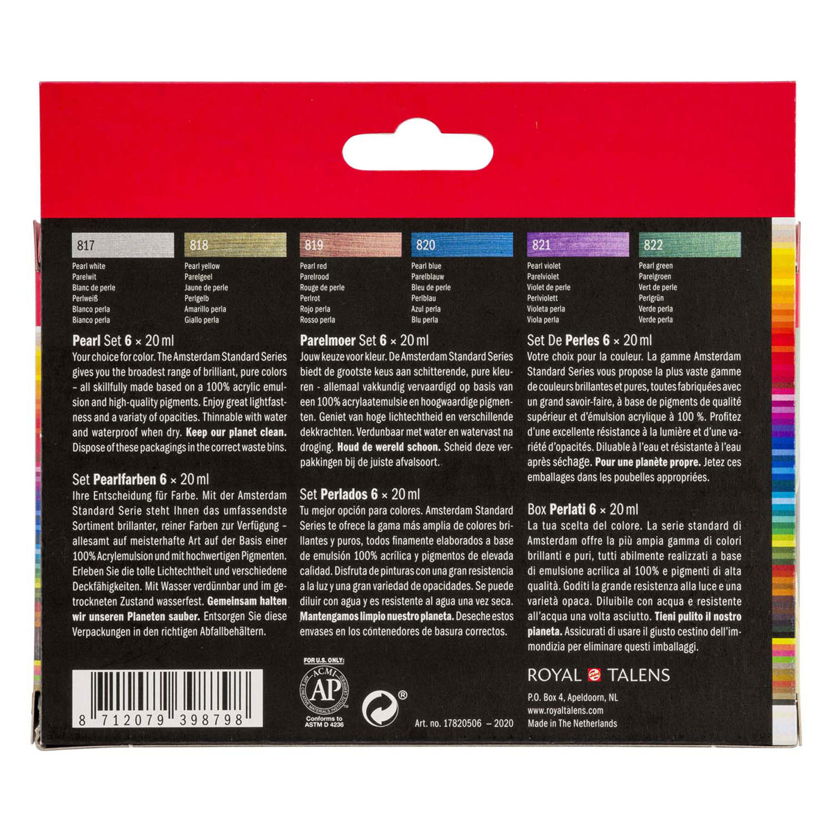 Amsterdam Standard Series Acrylverf Parelmoer Set 20ml, 6dlg.