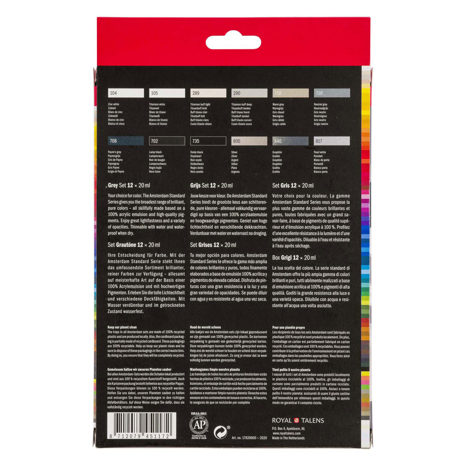 Amsterdam Standard Series Acrylverf Grijze Set 20ml, 12dlg.