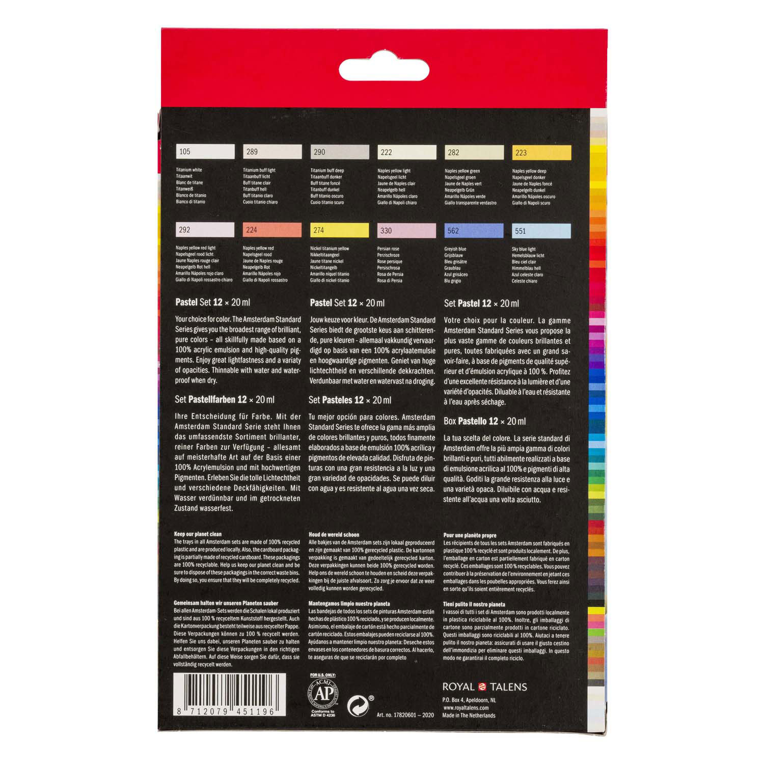 Amsterdam Standard Series Acrylverf Pastel Set 20ml, 12dlg.