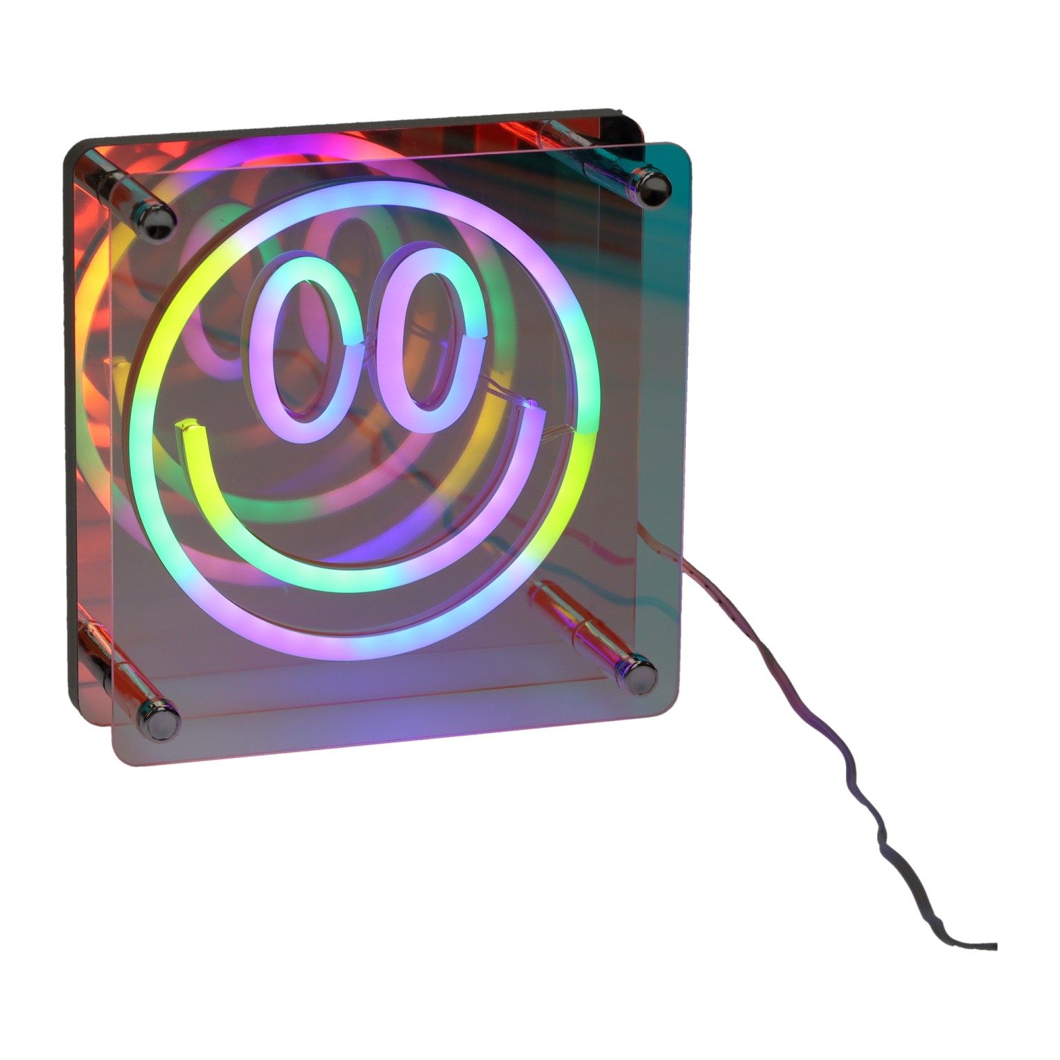 LED-Neonlampe „Fröhliches Gesicht“, 15 x 15 cm