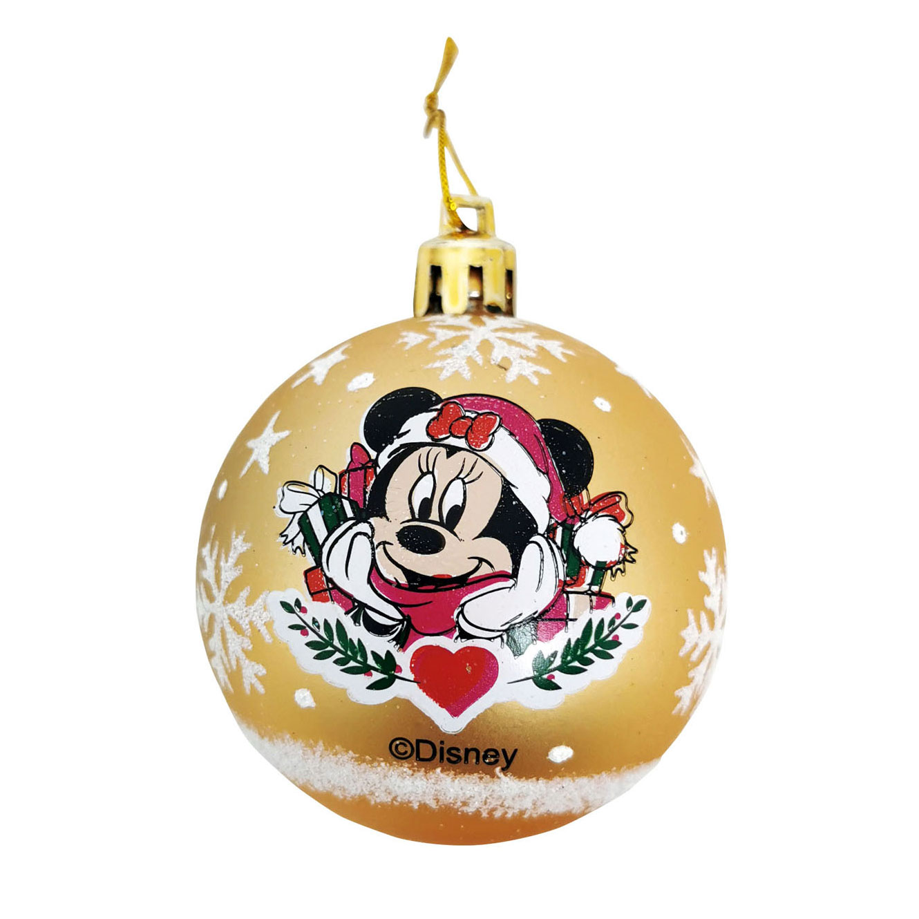 Kinder-Weihnachtskugeln Minnie Mouse Gold, 6 Stück.