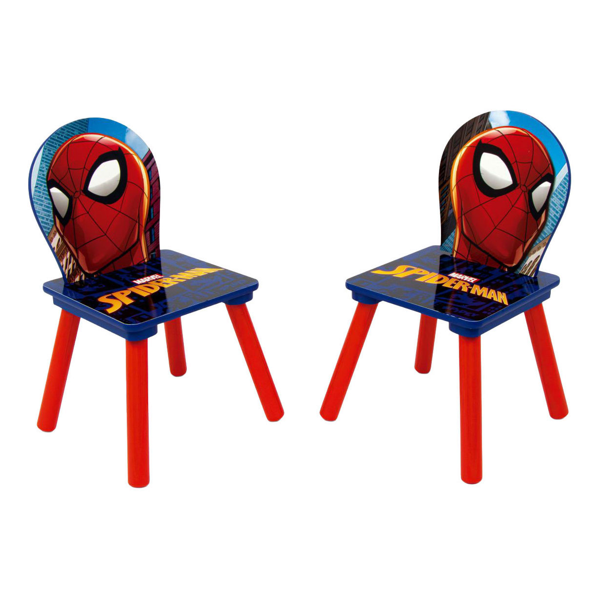 Ensemble table et chaises en bois avec deux chaises Spiderman