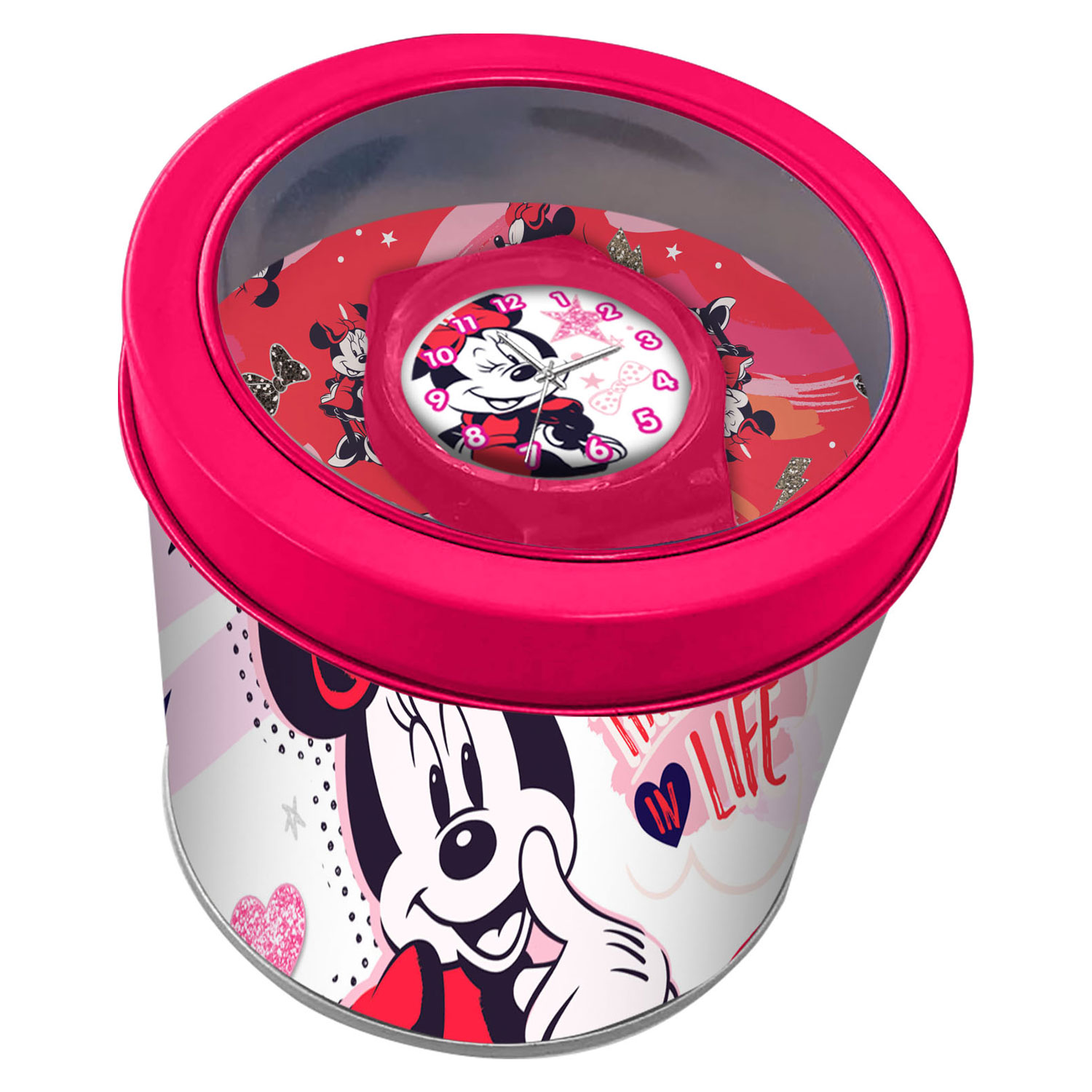 Armbanduhr sich Minnie Mouse in einer Metallbox an